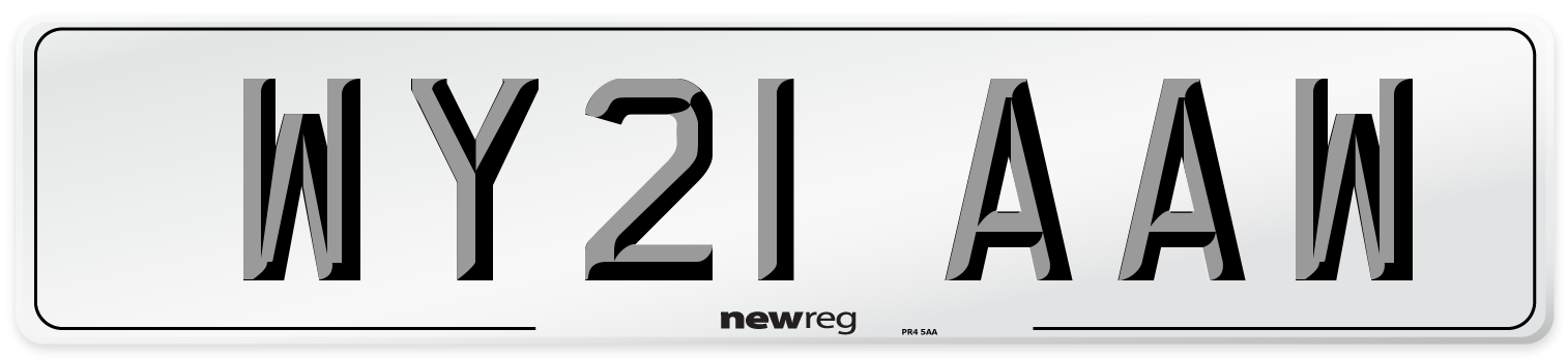 WY21 AAW Number Plate from New Reg
